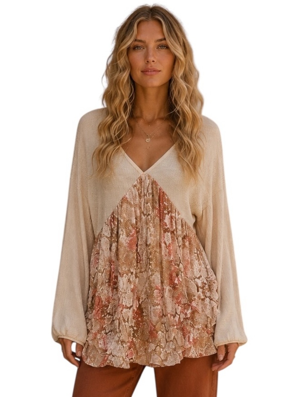 Heimish Ivory and Fall Animal Print Long Sleeve Top